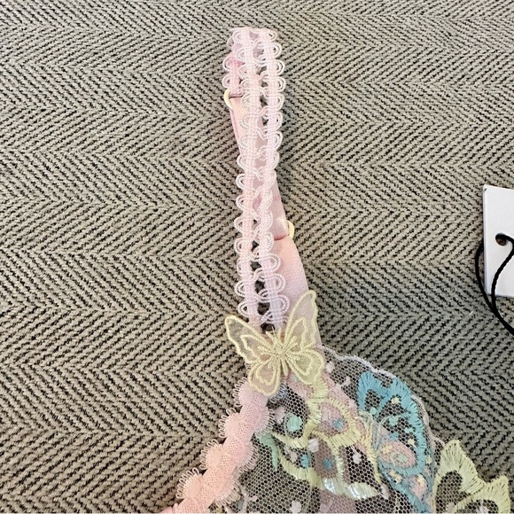 NWT For Love & Lemons Dottie Butterfly Underwire Bra Size XXS Pastel Lace - Picture 9 of 11